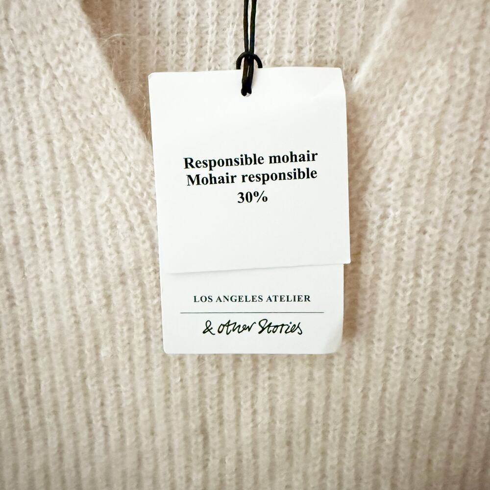 & OTHER STORIES x ANTHRO | NWT Beige Cream Mohair Knit Jumper Sweater | Medium - Picture 7 of 10